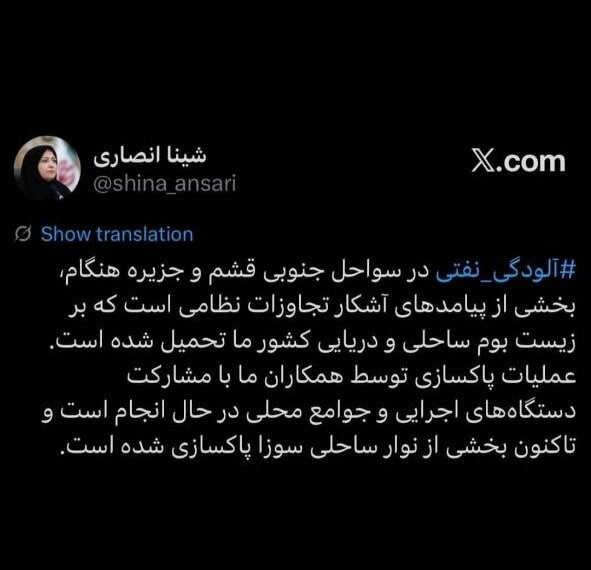 رئیس سازمان محیط‌زیست: آلودگی نفتی قشم و هنگام ناشی از تجاوزات نظامی است